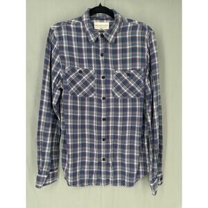 Vintage Ralph Lauren Shirt Mens Medium Blue Plaid Button Pockets Casual Cotton